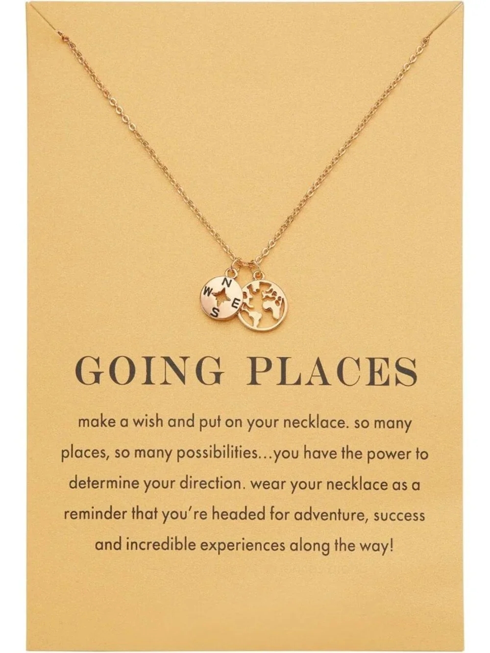 Dainty 18K Gold Plated Compass World Map Pendant Necklace - Perfect Graduation